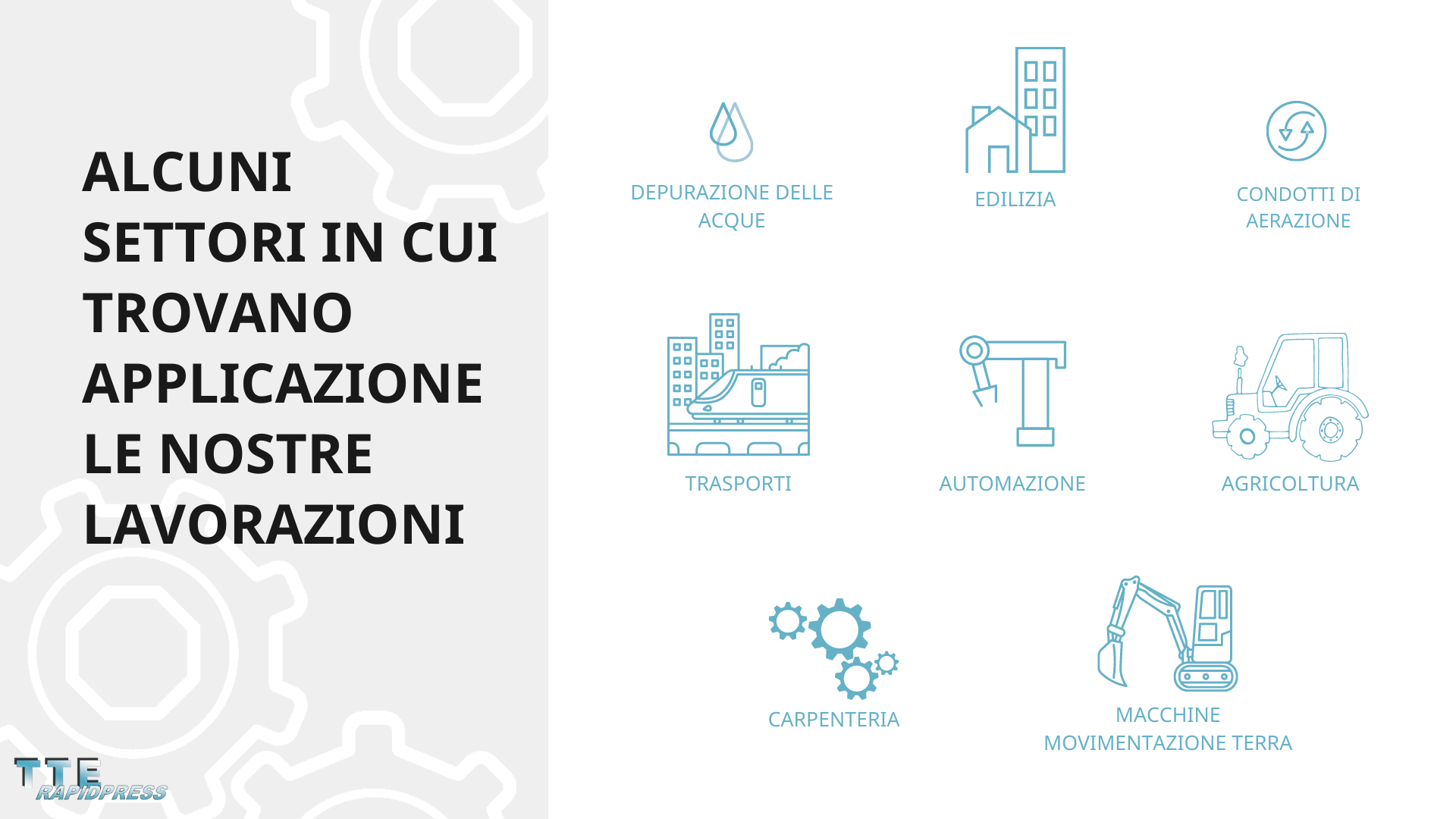 TTE Rapidpress - Settori in cui trovano applicazione le nostre lavorazioni